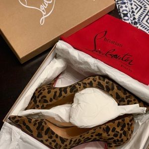 Louboutin's Leopard Carmel Clare 80 Veau Velours